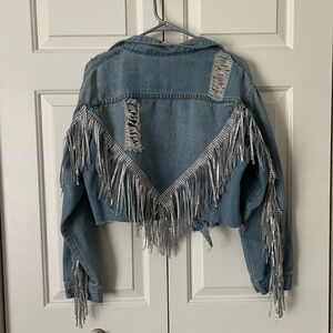 Custom Denim Jacket with Silver Fringe